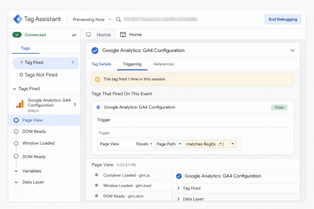 GA4 non traccia evento: verifica tag in modalità Preview di Google Tag Manager