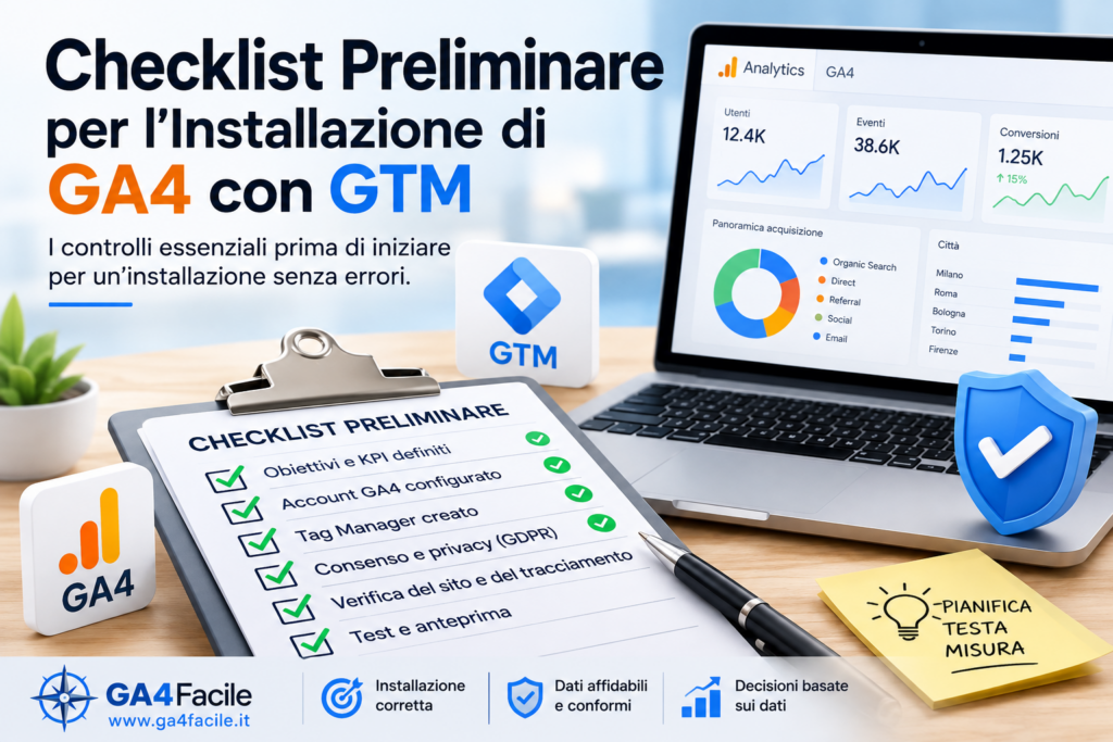 Checklist preliminare per installazione GA4 con Google Tag Manager